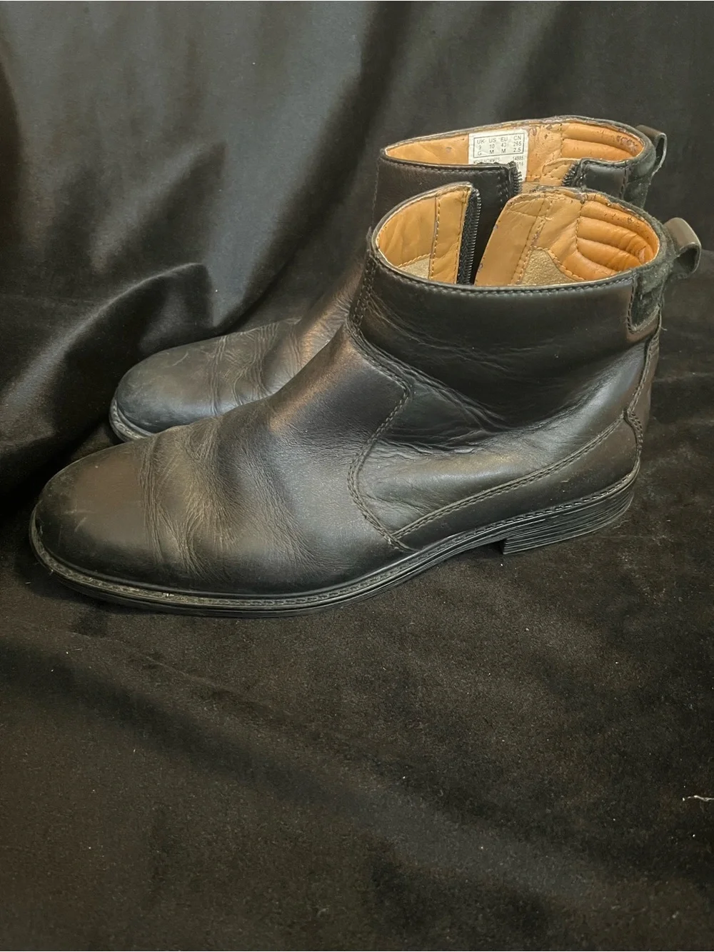 Clarks Black Leather Zip-Back Ankle Boots zipper western